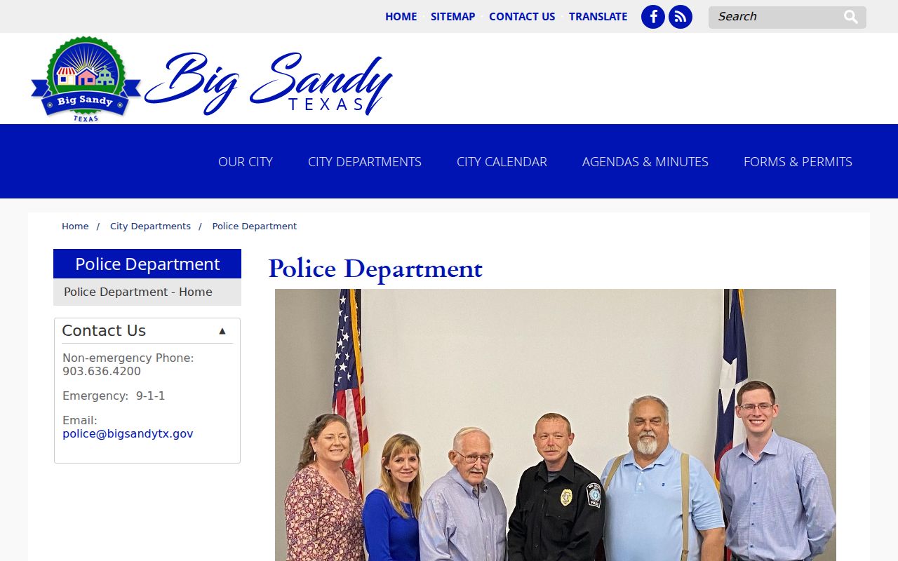 Big Sandy Police Department official contact page