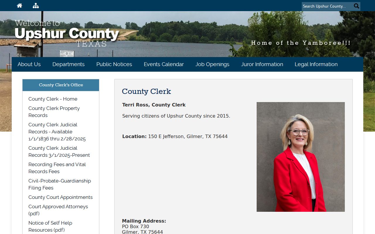 Upshur County Clerk official page for court-record routing